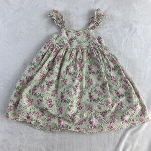 Janie and Jack Little Girl Dress 6Y Pastel Floral Embroidered Sleeveless Easter